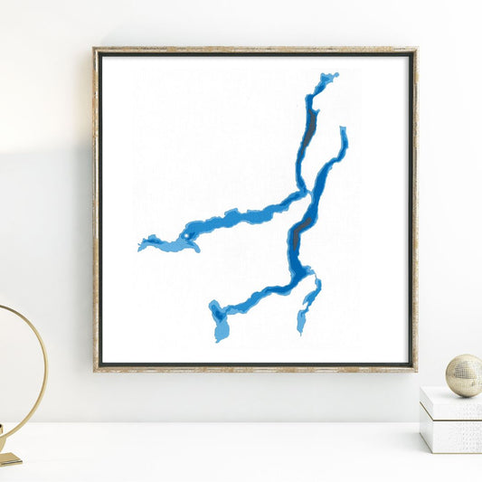 Shuswap Lake, BC 12"x12" Papercut Cardtography Map | Wall Art | Poster | Print | Map Art | Wall Decor