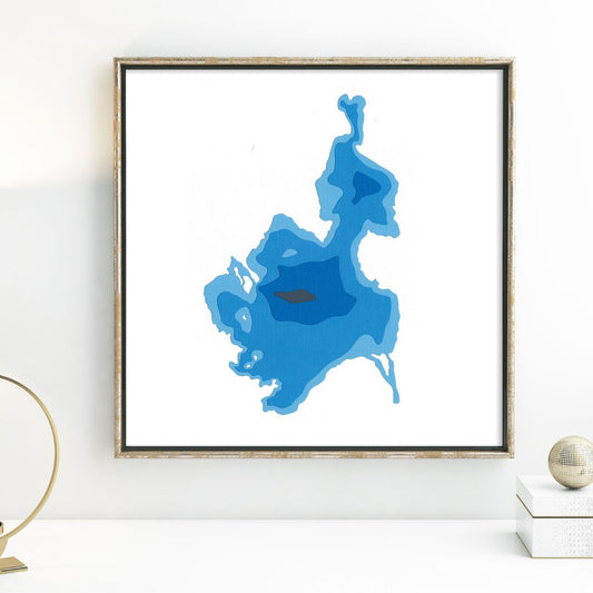 Stoco Lake 12"x12" Papercut Cardtography Map | Wall Art | Poster | Print | Map Art | Wall Decor