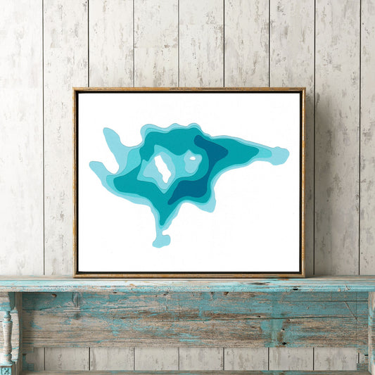 Sucker Lake (Muskoka) 8x10" Papercut Cardtography Map | Wall Art | Poster | Print | Map Art | Wall Decor