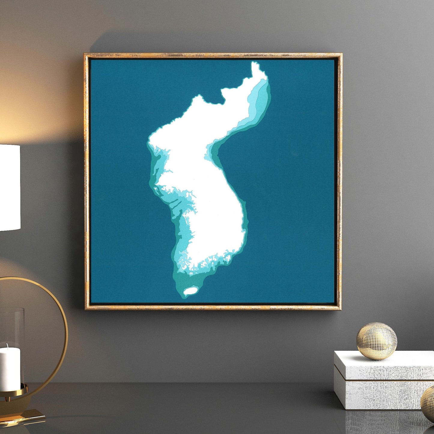 The Korean Peninsula 12"x12" Papercut Cardtography Map | Wall Art | Poster | Print | Map Art | Wall Decor