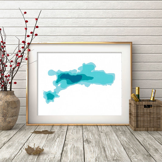 Turtle Lake 9"x12" Papercut Cardtography Map | Wall Art | Poster | Print | Map Art | Wall Decor