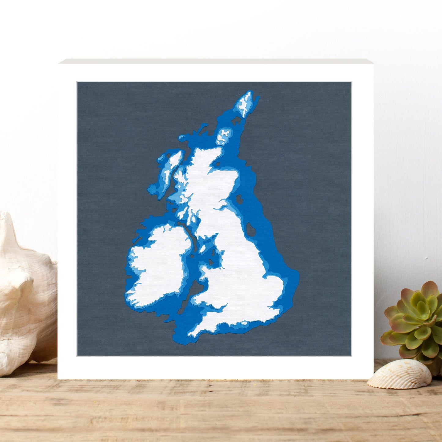 The United Kingdom and Ireland 12"x12" Papercut Cardtography Map | Wall Art | Poster | Print | Map Art | Wall Decor