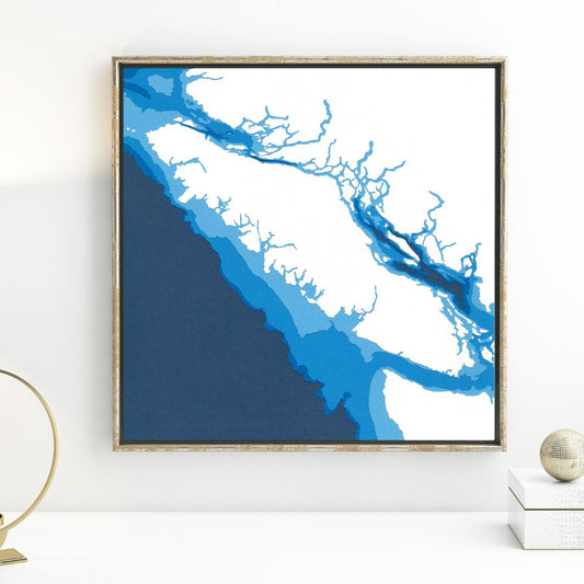 Vancouver Island, BC 12"x12" Papercut Cardtography Map | Wall Art | Poster | Print | Map Art | Wall Decor