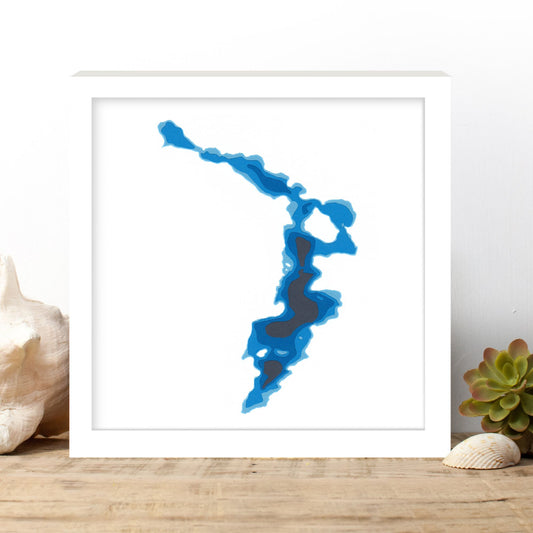 Whiskey Lake 12"x12" Papercut Cardtography Map | Wall Art | Poster | Print | Map Art | Wall Decor