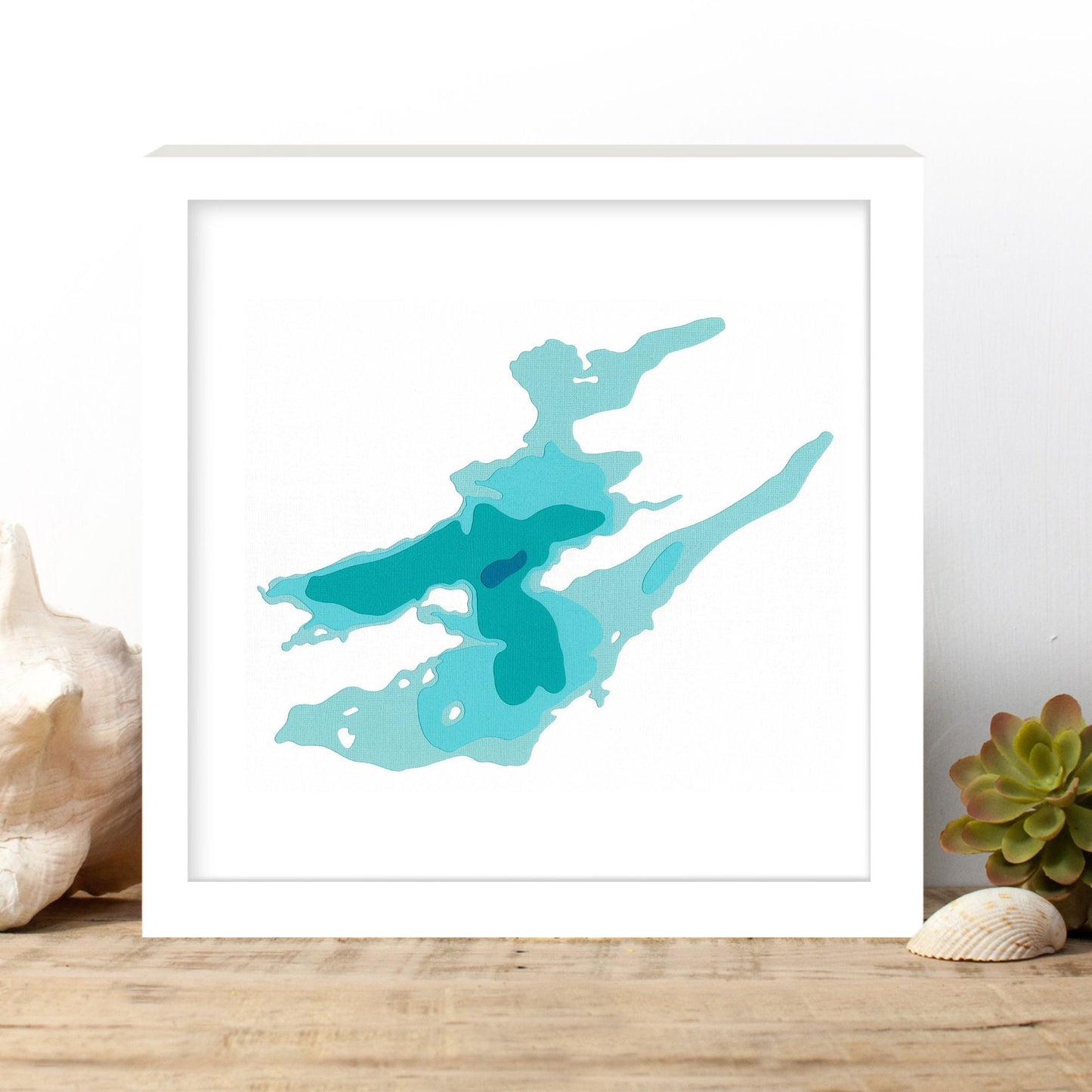 White Lake (Fortescue) 12"x12" Papercut Cardtography Map | Wall Art | Poster | Print | Map Art | Wall Decor