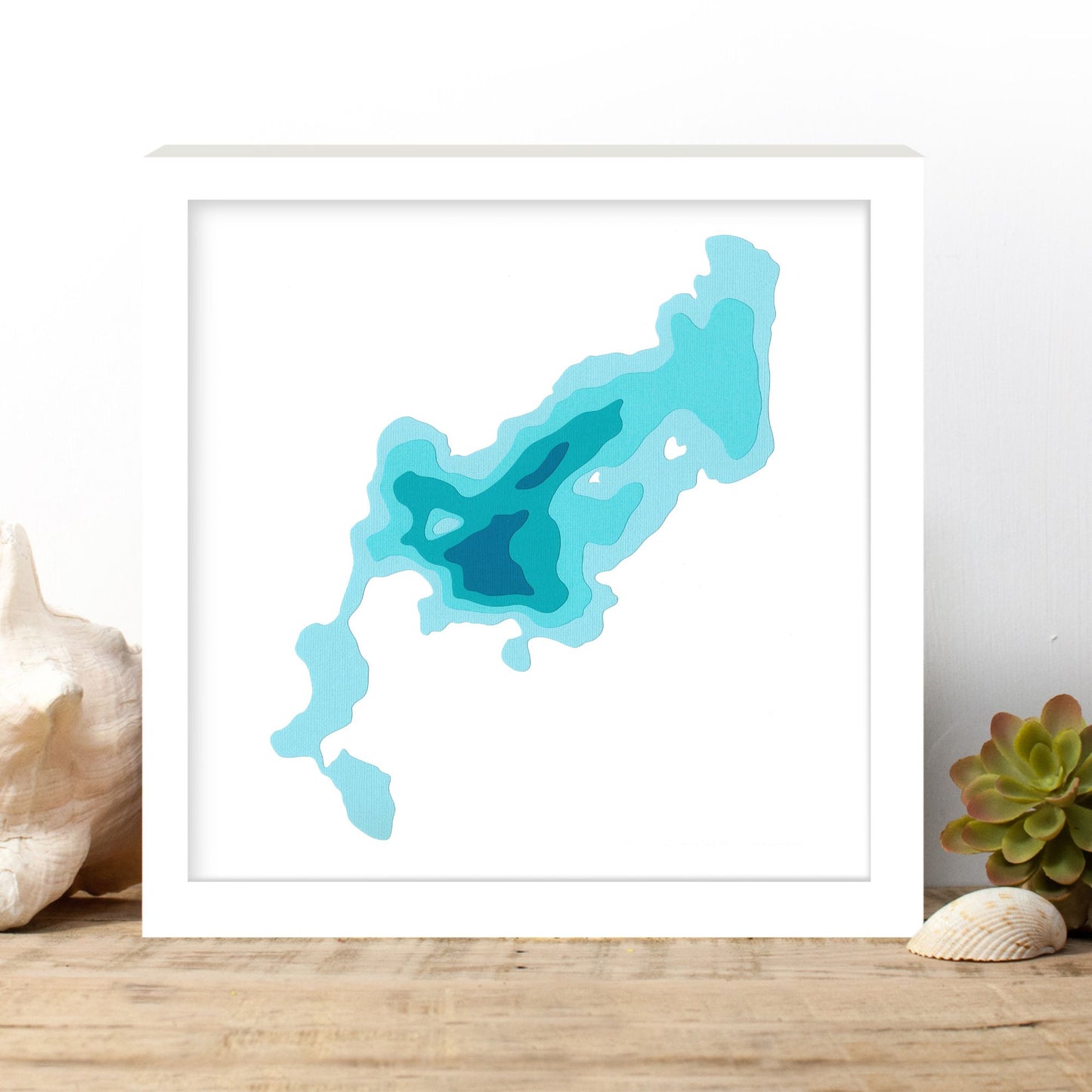 Wollaston Lake 12"x12" Papercut Cardtography Map | Wall Art | Poster | Print | Map Art | Wall Decor